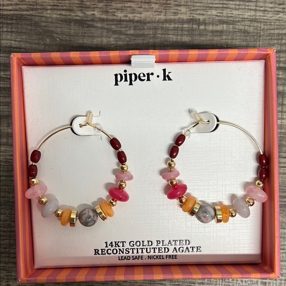 Piper K | Vibrant Reconstituted Agate Hoops ✨ - Picture 3 of 7